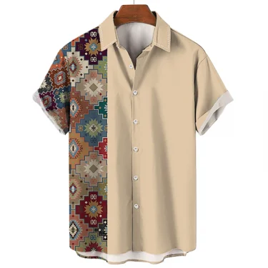 Hawaiian Beach Shirts Ethnic Style 3D Print Streetwear Men Women Fashion Vintage Short Sleeve Shirt Blouse Harajuku Man Clothing 2