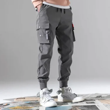 Loose Fit Multi Pocket Joggers For Spring Summer, Men's Street Style Waist Drawstring Casual Pants Cargo Pants For Fitness Outdo 2
