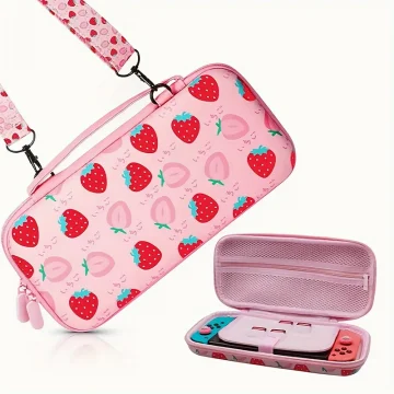 Carrying Case For Nintendo Switch Ns/Switch OLED Model，Hard portable travel case suitable strawberry themed switch accessories 1