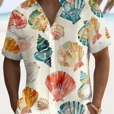 Summer Men's 3D Printed Flower Graphic Shirts Hawaiian Casual Shirt Button Up Shirt Short Sleeve Vacation Beach Wear No Pockets 3