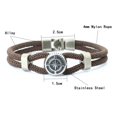 New Compass Bracelet Man Viking Nautical Rope Braslet Bangle Handmade Weaven Surfer Accessories Hombre Marine String Braclet 4