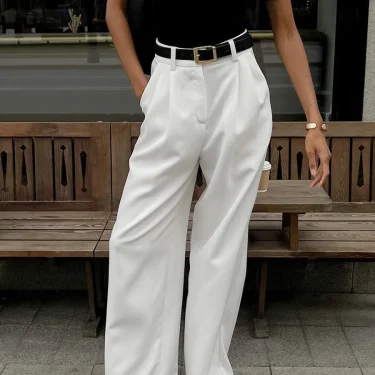 Bornladies White Loose Pants Women's 2025 Autumn/Winter New High Waist Office Lady Wide Leg Pants Temperament Casual Trousers 4