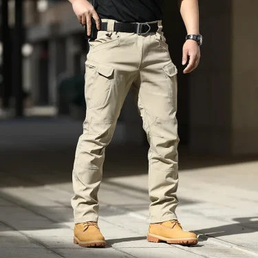 Mens Waterproof Cargo Pants Elastic Multiple Pocket SWAT Combat Trousers Outdoor Joggers Pant Tactical Hiking Hunting Pants Men 2