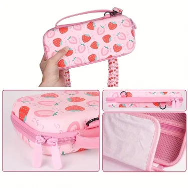 Carrying Case For Nintendo Switch Ns/Switch OLED Model，Hard portable travel case suitable strawberry themed switch accessories 6