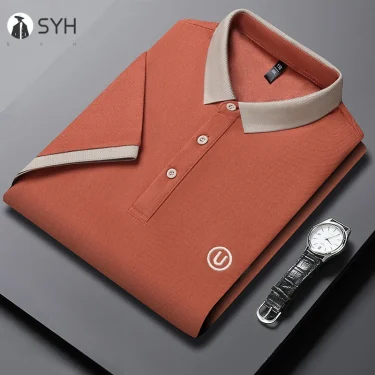 2024 Men's New Embroidered Cotton Business Leisure Short Sleeved POLO Shirt Fashion Short Sleeved Comfortable and Breathable Top 2