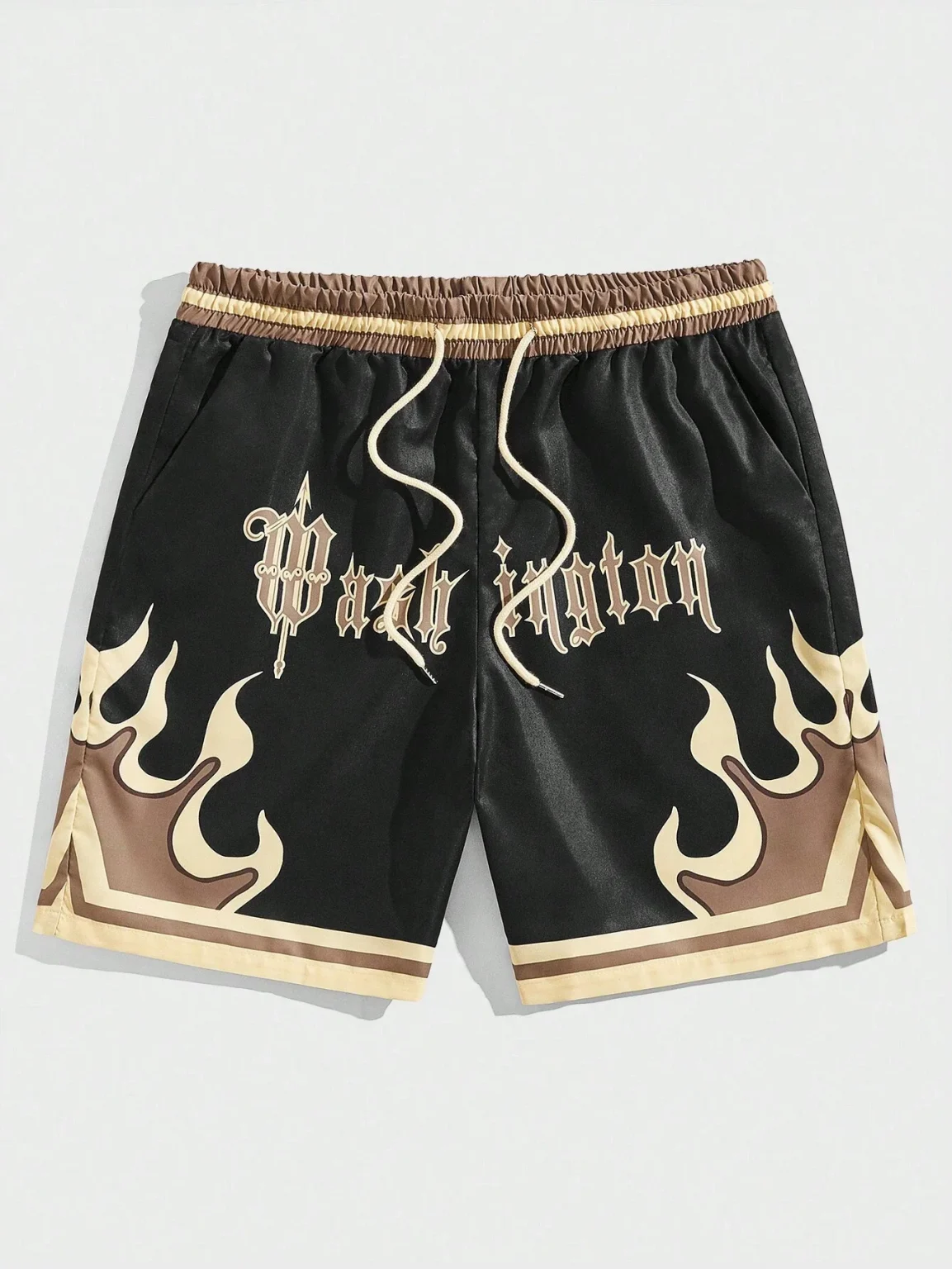 Premium 3D Printed Men's Hawaiian Shorts - Ultra Casual Flame Pattern for Summer Vacation and Sport Fashion 1