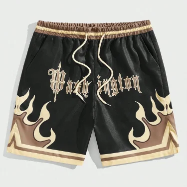 Premium 3D Printed Men's Hawaiian Shorts - Ultra Casual Flame Pattern for Summer Vacation and Sport Fashion 1