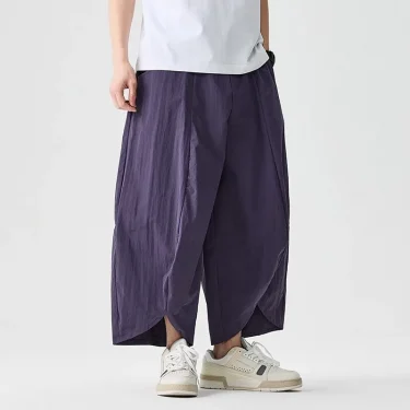 2025 Summer Wide Leg Pants Men sales Casual Pants Japanese Styles Samurai Costume Harun Pants Men Lantern Trousers Sweatpants 5