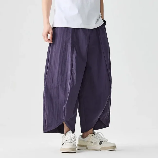 2025 Summer Wide Leg Pants Men sales Casual Pants Japanese Styles Samurai Costume Harun Pants Men Lantern Trousers Sweatpants 5
