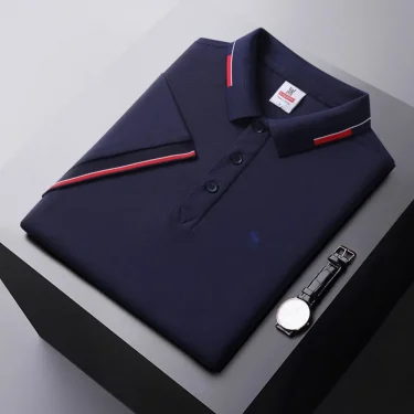 Men's breathable short sleeve top lapel T-shirt Fashion summer new 2024 print comfortable pullover business casual POLO shirt 6