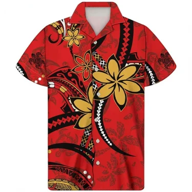 Newest Oversized Harajuku Fashion Polynesian Tribal Print Hawaiian Shirt Men's Casual Short Sleeve Summer Breathable Top Shirts 5