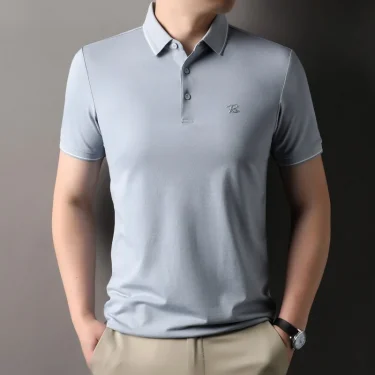 Men's Embroidered Cotton Short Sleeved Polo Shirt Designer Brand Lapel T-Shirt Fashion Simple Summer Breathable Top Men's Wear 2