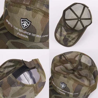 2023 Camouflage Summer Baseball Cap For Men Full Mesh Big Brim Snapback Hat Fashion Adjustable Lettter Embroidery Fishing Cap 6