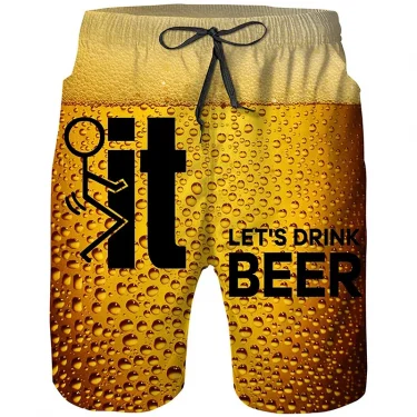 Beer Graphic Board Shorts Pants Men 3D Gulf Casual Printed Beach Shorts Summer Cool Surf Swim Trunks Hawaii Swimsuit Ice Shorts 4