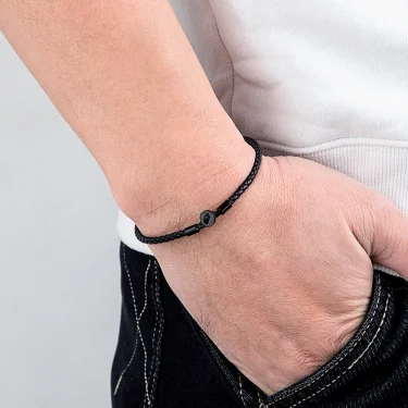 3MM Handmade Braided Leather Button Bracelet For Men Women Stainless Steel Bangle Couple Jewelry Custom Sizes Wholesale 2