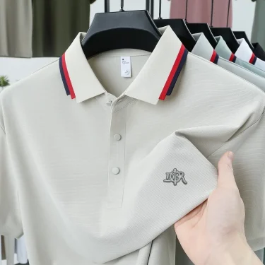 Summer men's ice silk short sleeved golf shirt fashionable new product DR badge polo shirt high-quality and comfortable T-shirt 1