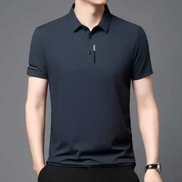 Summer new polo shirt high-end T-shirt new half sleeved seamless casual collar fashionable business thin men's clothing 1