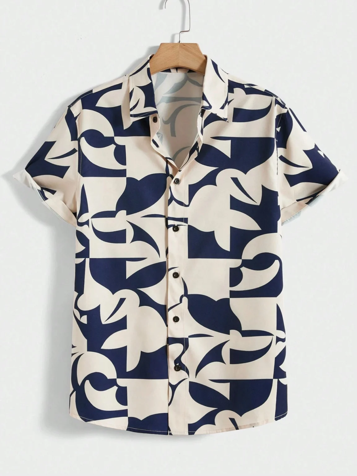 Men's Lapel Shirts Women's Irregular Pattern Print Design Casual Short Sleeve Button-Down Shirts Casual Tops 5