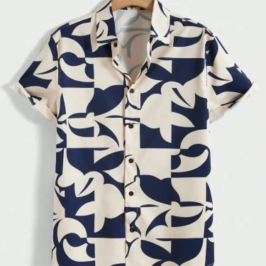 Men's Lapel Shirts Women's Irregular Pattern Print Design Casual Short Sleeve Button-Down Shirts Casual Tops 5