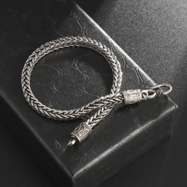 Retro Hemp Twine Rope Metal Bracelet For Men Stainless Steel Punk Gothic Woven Bracelet Biker Accessories Unisex Jewelry Gift 2