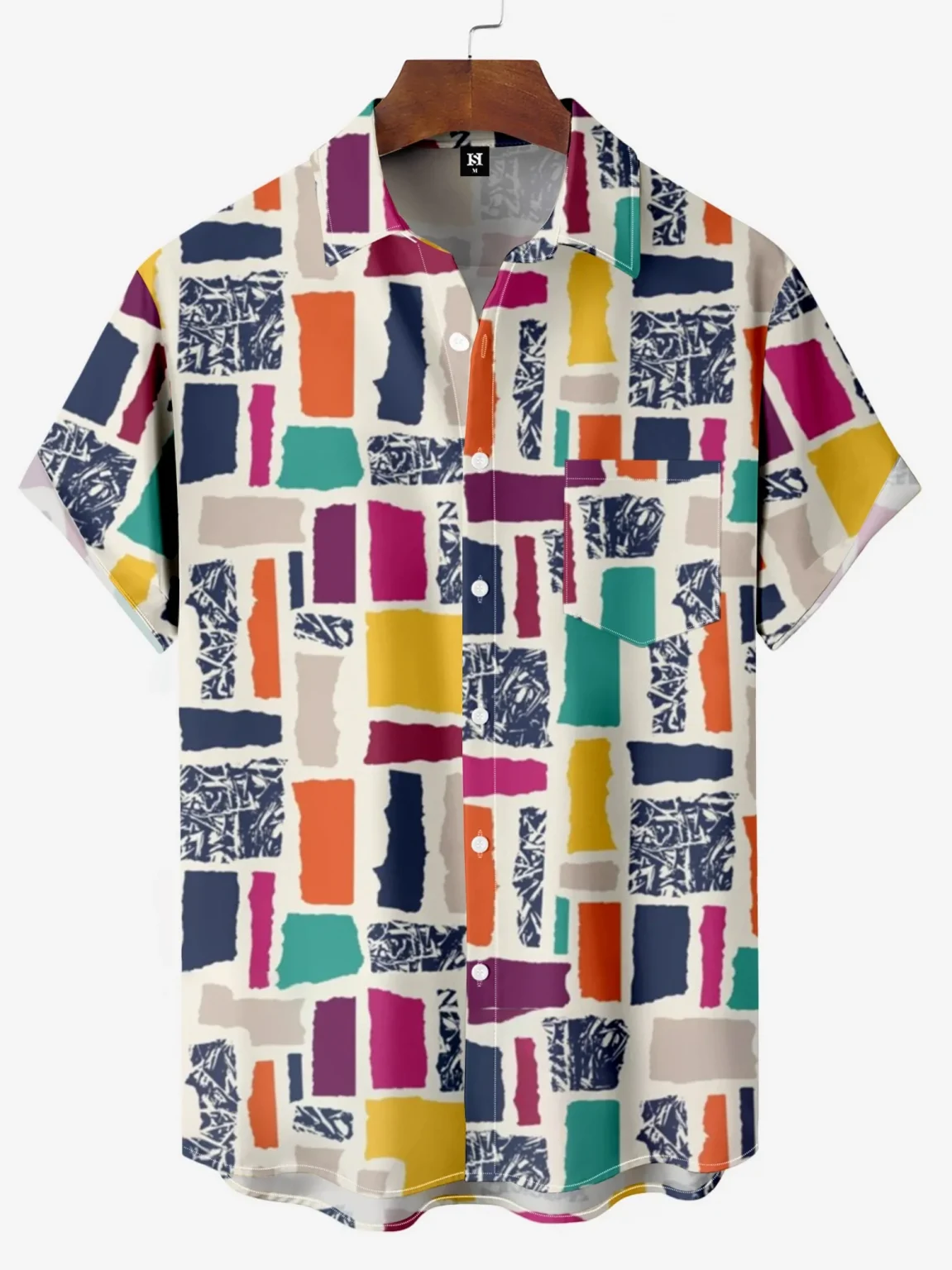 Mens Shirt Short Sleeve Geometric Print Button Down Shirt Summer Beach Shirt Camping Shirt Short Sleeve Mens Formal Shirt 3