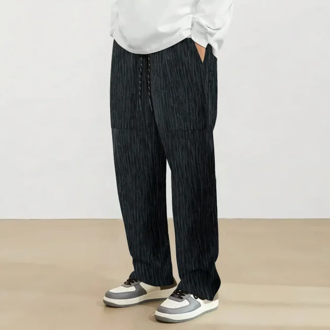 Spring new men's pants 2025 fashion corduroy high quality super casual trend for young men straight pants wide leg pants 2