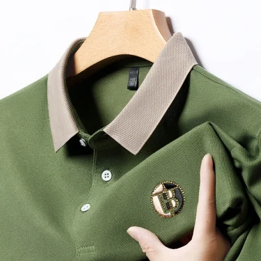 2025 Men's New Embroidered Cotton Business Leisure Short Sleeved POLO Shirt Fashion Short Sleeved Comfortable and Breathable Top 3