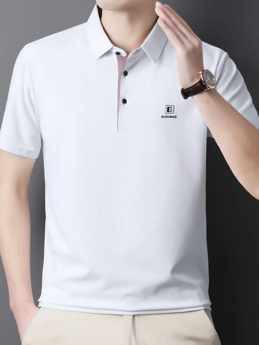 Men's lightweight summer short-sleeved Polo shirt, breathable polyester blend, ideal for golf, tennis and casual wear 4