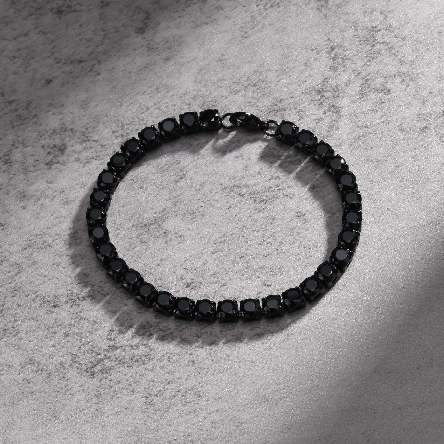 Vnox 5mm Tennis Chain Bracelets for Men Women, Black Stainless Steel Chain Bracelet, Classic Simple Unisex Wristband 3