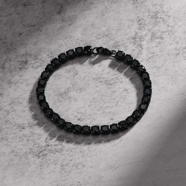 Vnox 5mm Tennis Chain Bracelets for Men Women, Black Stainless Steel Chain Bracelet, Classic Simple Unisex Wristband 3