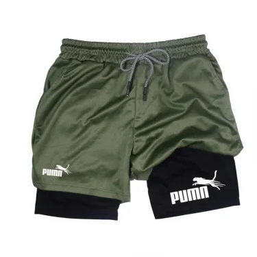 Summer Breathable Two-in-one Double-layer Shorts Men's Elastic Compression Shorts Quick-drying Multi-functional Shorts M-3XL 4