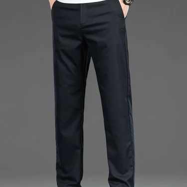 Spring Summer New Men's Casual Pants Thin Mulberry Silk Soft Business Casual Trousers Slim Straight Elastic Suit Pants Male 4