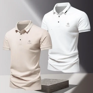Summer men's POLO shirt fashionable ice silk quick drying short sleeved T-shirt solid color loose fitting business collar top 5