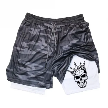 New Men's Fitness Training Skinny Shorts Demon Print Summer 2 In 1 Quick Dry Gym Beach Jogging Shorts Outdoor Sportwear RL00245 6