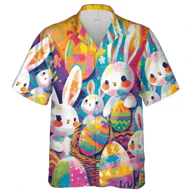 Happy Easter Day Graphic Beach Shirts Harajuku Fashion Festival Gifts Short Sleeve Cartoon Rabbit Egg Blouses Kawaii Eggs Tops 3