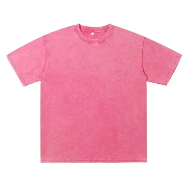 HELLOMARCEL High Quality 230g Washed Vintage Trendy Men Summer EU US Size Short Sleeve Loose Solid Color Retro Tee Shirt 2