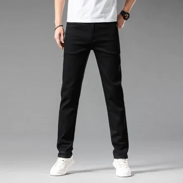 Summer New 98% Cotton Men's Casual Jeans White Classic Fashionable Stretch Straight Denim Trousers Black Brand Clothing Male 6