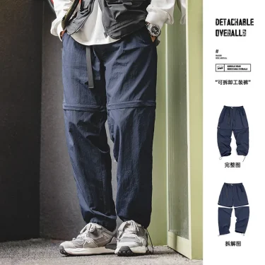Maden Outdoor Removable Cargo Pants Men Casual Hiking Mountain Functional Trousers Straight Jogger Short Pants Techwear Big size 1
