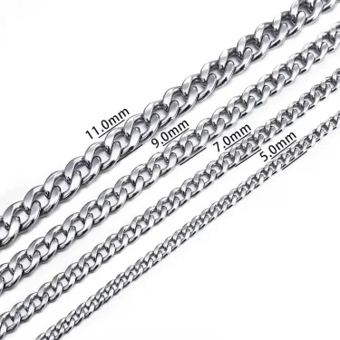 Men Simple Stainless Steel Curb Cuban Link Chain Bracelet for Women Unisex Bangle Fashion Hiphop Wristband Jewelry Gift 5-11 mm 4
