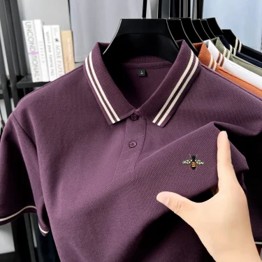 100% pure cotton men's short sleeved polo shirt summer fashion new item hot selling original bee embroidery design golf T-shirt 2