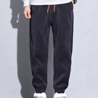 Autumn Winter Men's Corduroy Trousers Baggy Fashion Classic Elastic Waist Thick Outdoors Casual Harem Pants Male Plus Size Gift 5