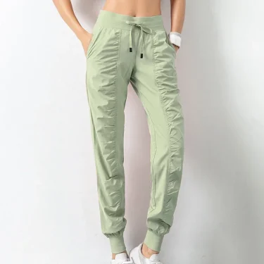 Sweatpants Fabric Drawstring Running Sport Joggers Quick Dry Athletic Gym Fitness with Two Side Pockets Exercise Women Pants 5