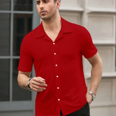 New Mens Short Sleeve Shirt Summer Youth Trend Casual Fashion Business Breathable Thin Pure Color Short Sleeve Collar Shirt Top 3