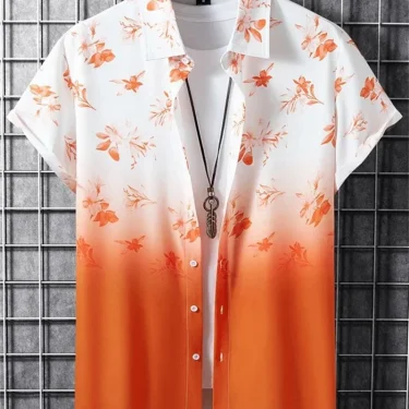 Hawaiian Plant Style men's Shirts Summer Beach Party Short Sleeved Shirt Men's Outdoor Breathable Top Fashion Street Clothing 3