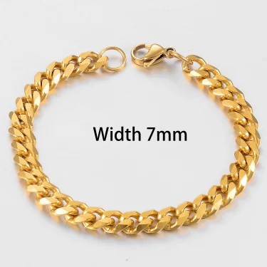 New Stainless Steel Gold Color Cuban Bracelet Men And Women Fashion Hip Hop Punk Jewelry Brithday Gift 1