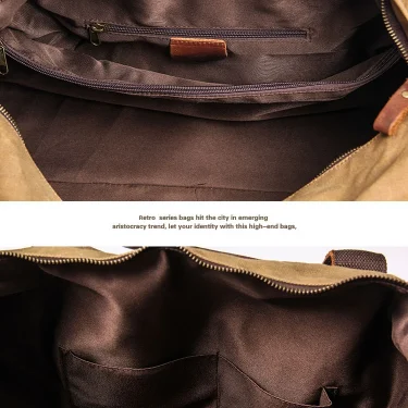 WaterProof Waxed Canvas Leather Men Travel Bag Hand Luggage Bag Carry On Large tote Vintage Men Duffle Weekend Bag big Overnight 6