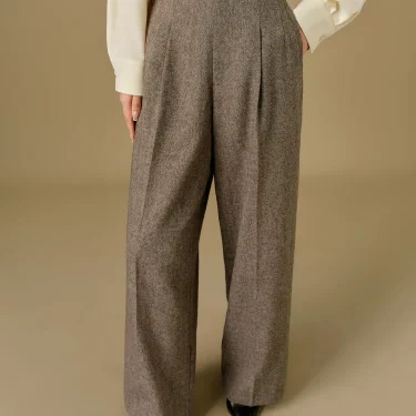 DUSHU 53.2% Sheep Wool Plus Size Commuting All-match Pants High Waist Elegant Wide Leg Pants Women 2024 New Trousers 24DH84028 1