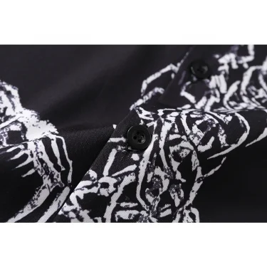 Dark Icon Skeleton Dragon Casual Men's Shirt Summer Thin Material Shirt Men Polo Collar Shirts Short Sleeve Top 4