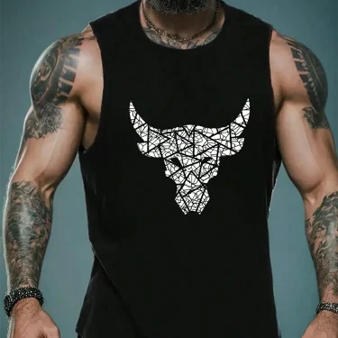 Funny Print Men's Tank Top Summer Daily Casual Man Sleeveless Shirt Quick Dry Breathable Gym T-shirt Fashion Loose Fitness Vest 1