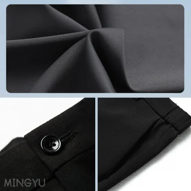 New Summer Thin Suit Pants Men Business Elastic Waist Formal Korean Social Slim Work Office Ankle Length Long Trousers Male 5